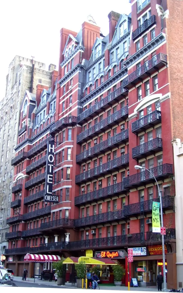 Victorian wrought-iron balconies of The Hotel Chelsea on West 23rd Street in Chelsea — Best Hotels in Chelsea NYC
