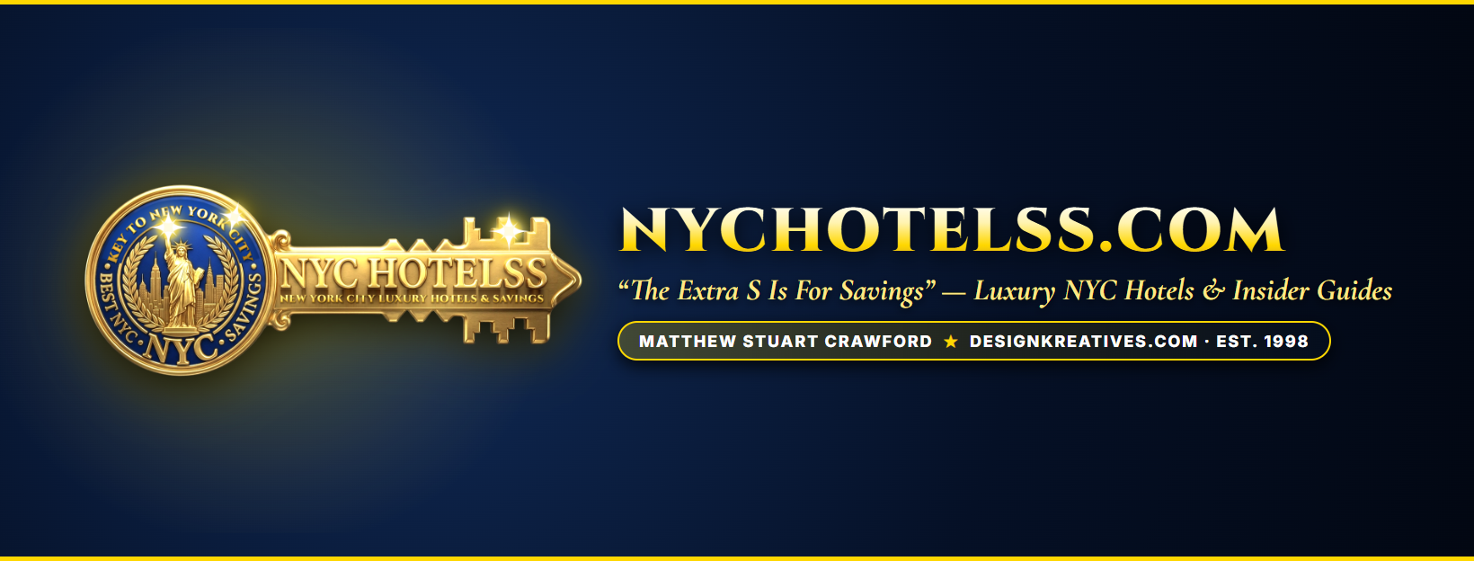 NYCHOTELSS.COM Official 3D Gold Key Cover Banner