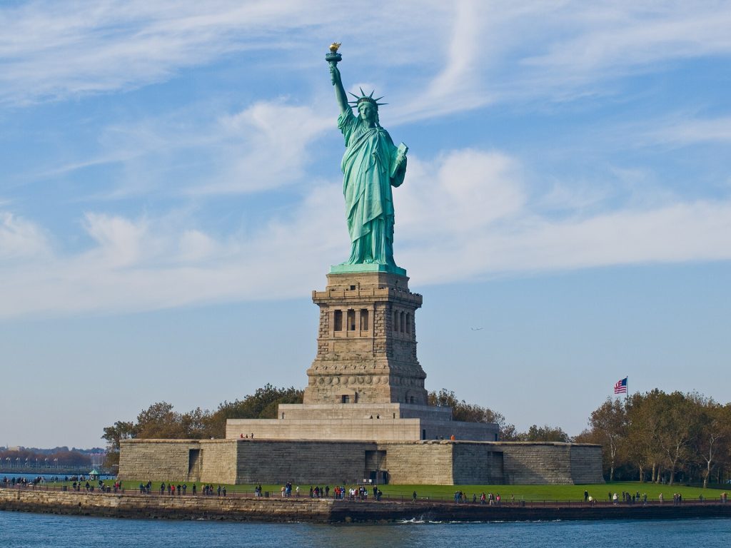 The Statue of Liberty in New York Harbor, a short trip from Wall Street hotels