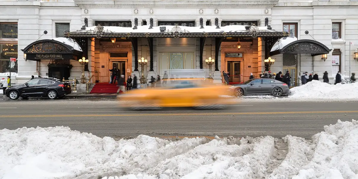 The Plaza exterior in Fifth Avenue / Central Park, New York City