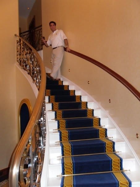 Matthew S. Crawford on the Gold Marble Staircase of the Burj Al Arab Royal Suite